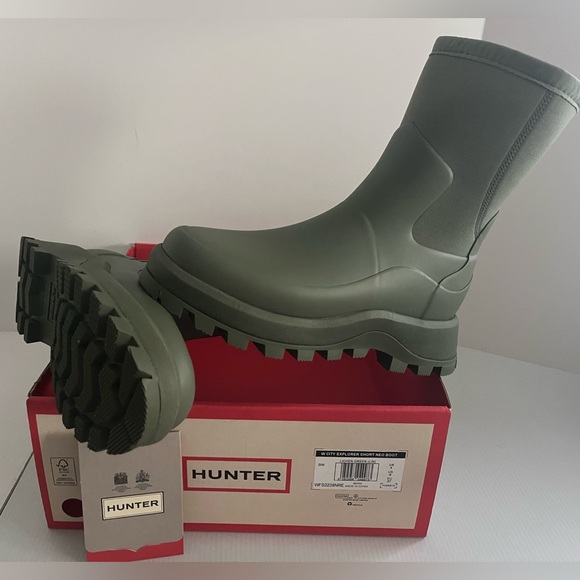 Hunter City Explorer Short Neo Slip and Water Resistant Boots -col Lichen Green - Picture 8 of 16